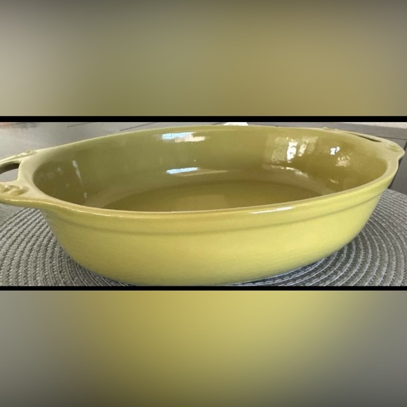 Cerutil Stoneware Casserole Dish Green with Handles Portugal 12" Long - Picture 2 of 9
